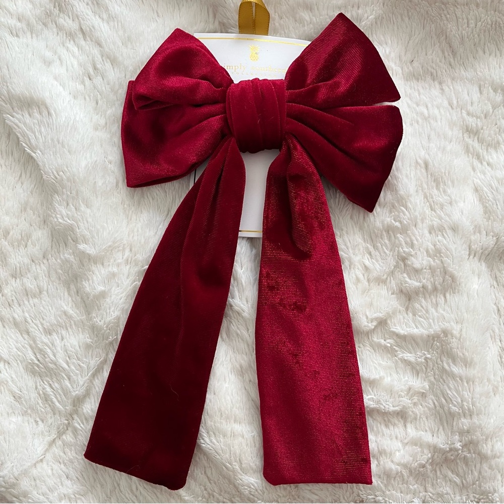 NEW Simply Southern Large Red Velvet Hair Bow Christmas Holiday Bow NWT